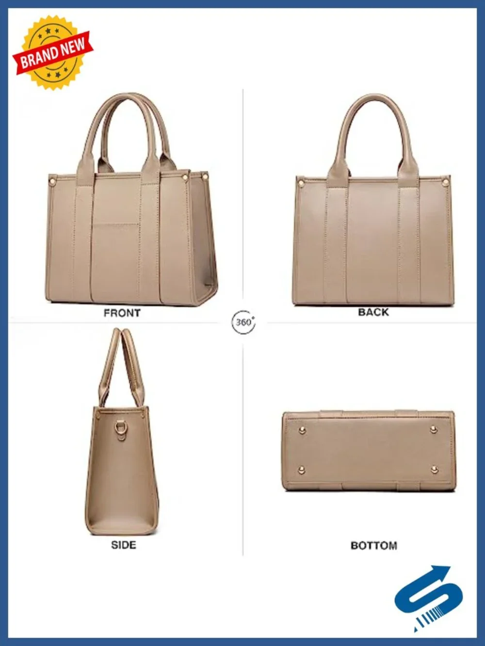 Women's Tote Handbag PU Leather Crossbody Shoulder Bag with Adjustable Strap